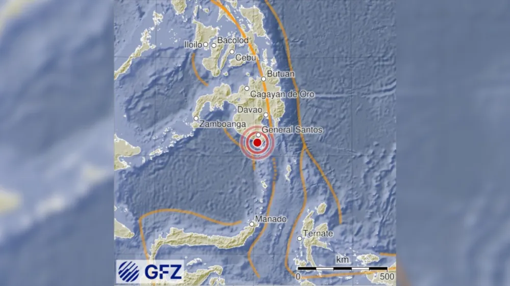 Terremoto é registrado nas Filipinas • Reprodução/GFZ