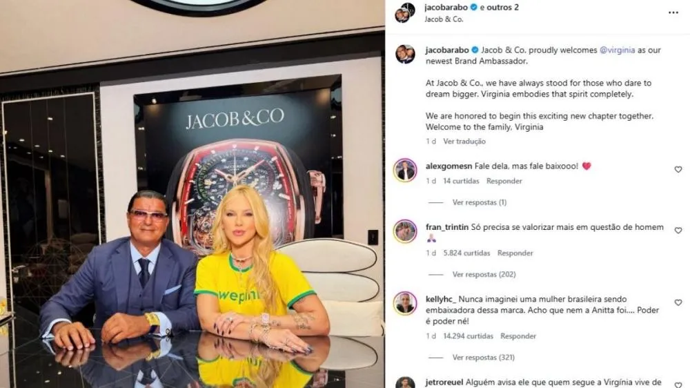 Jacob e Virginia: Print na rede social da empresária 
